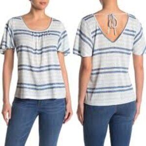 BOBEAU Collection BNWT Flutter Sleeve Blue Stripe Dress
